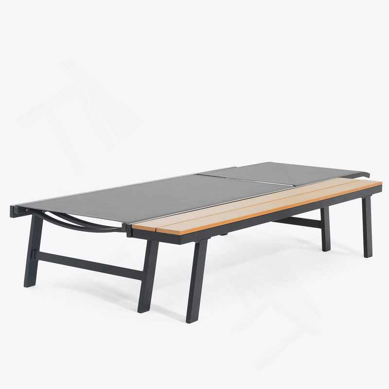 CHAISE LOUNGE WITH ATTACHED WOOD SIDE TABLE, 1PC, (62756.00BLK)