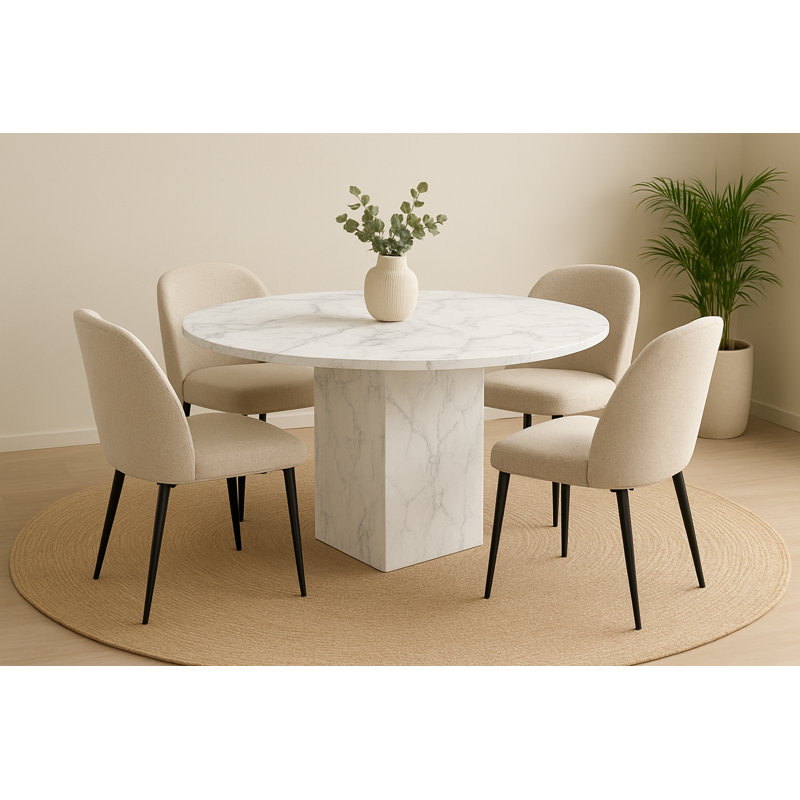 Venne Round Marble Top Dining Table