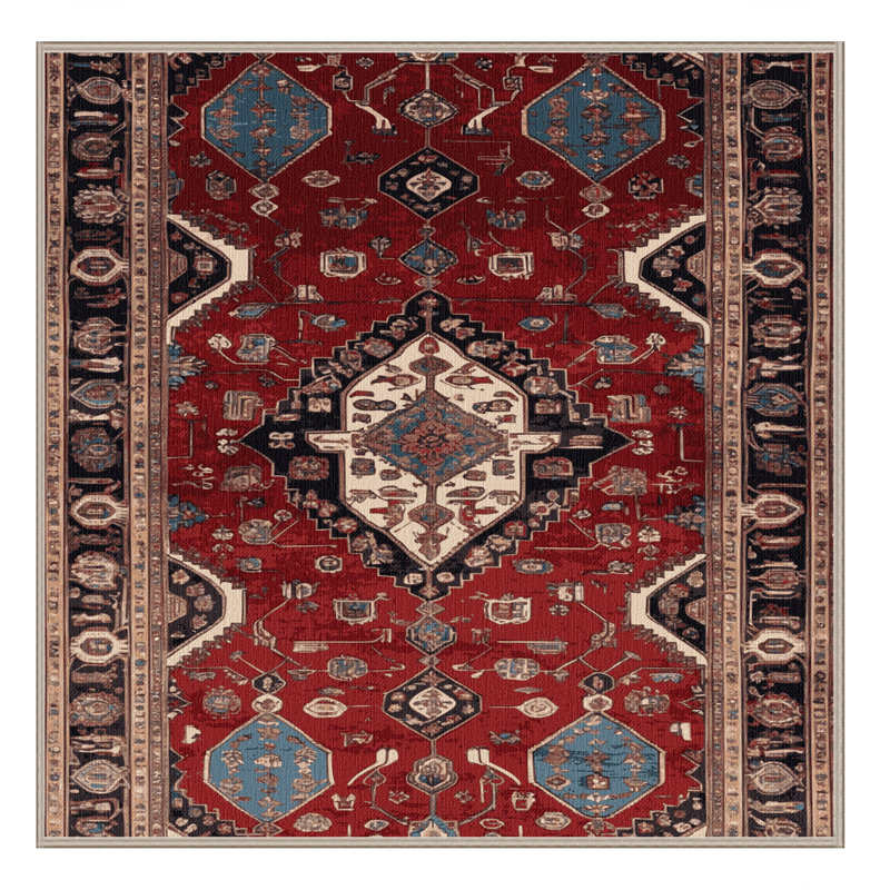 Machine Washable Persian Brown Area Rug, Square 3'
