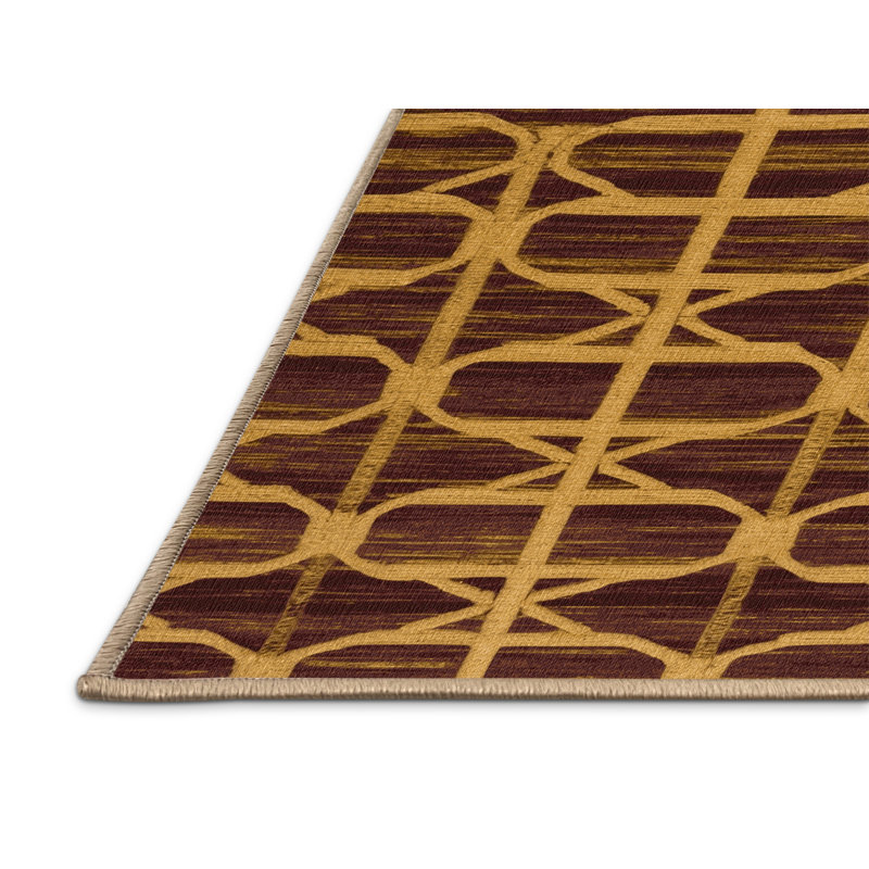 Tapis brun treillis lavable à la machine, Rectangulaire 2 pi x 3 pi