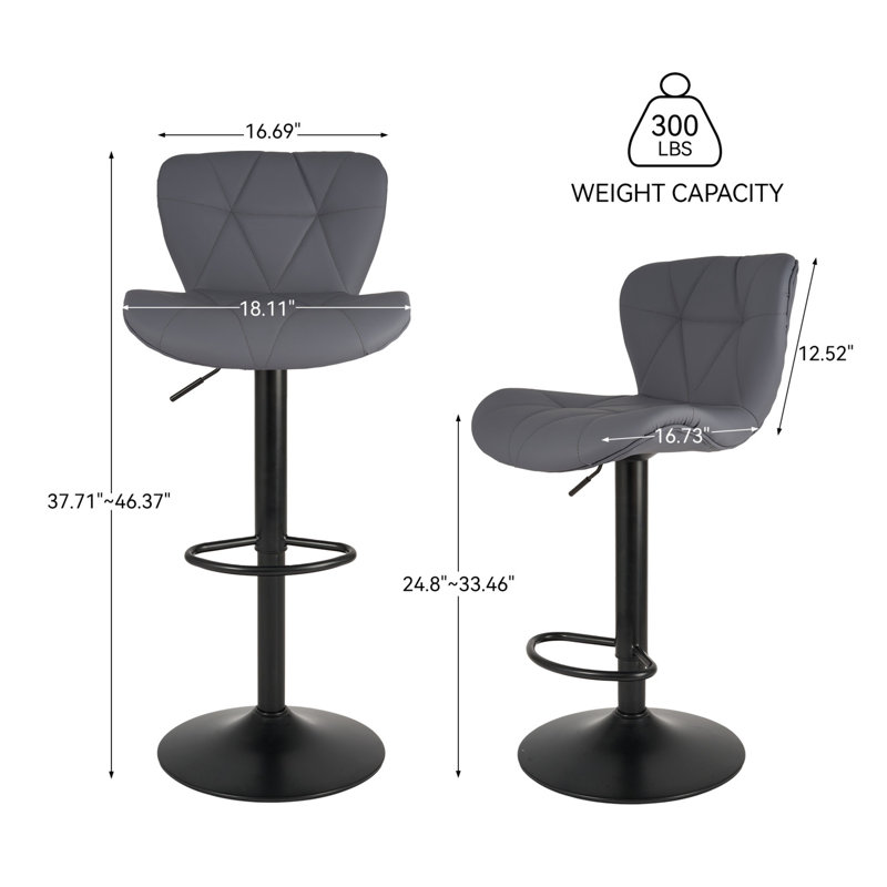 Tabouret de bar pivotant à hauteur réglable pour animaux de compagnie avec dossier, tissu technique résistant aux égratignures, repose-pieds et base en métal noir - Chaise de bar durable pour îlot de cuisine, bar de salle à manger, propriétaires d