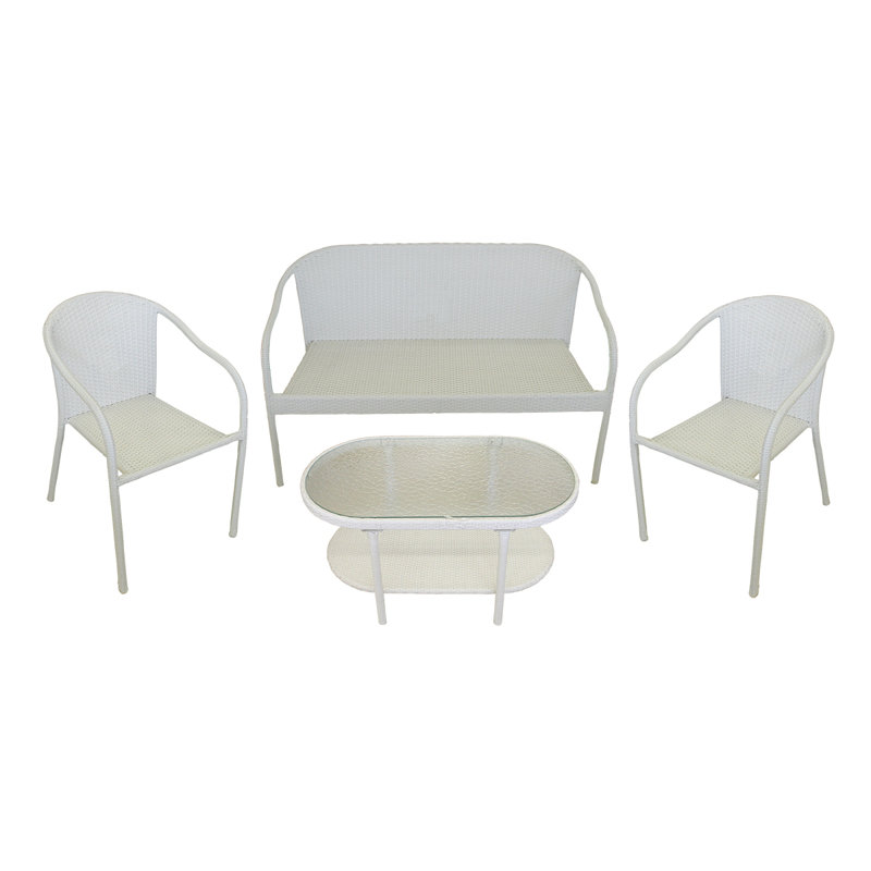Ensemble de mobilier d'extérieur 4 pièces 52 po, Blanc