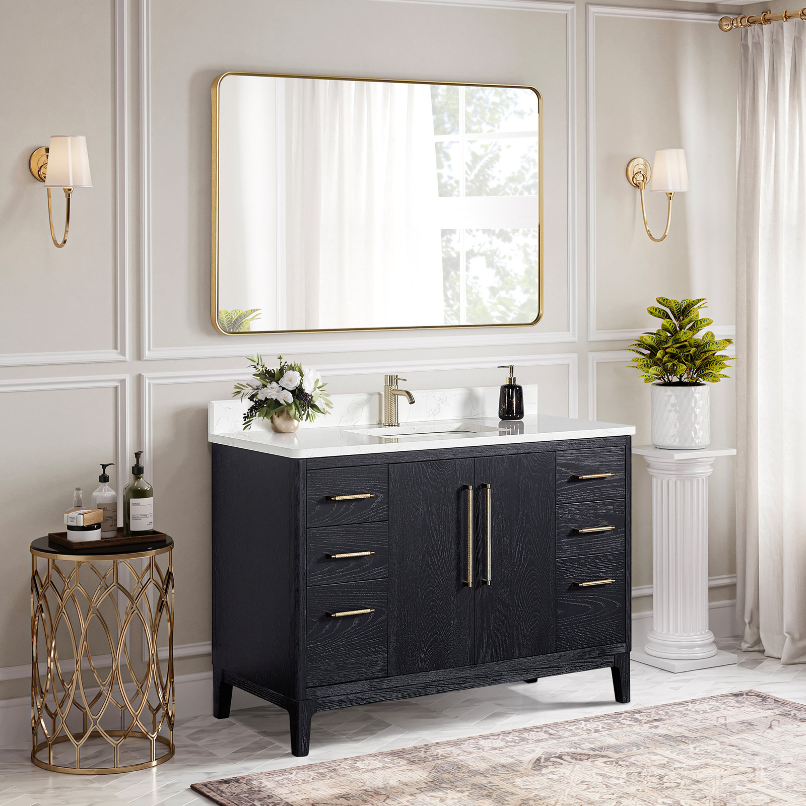 Langosta 48" Single Bathroom Vanity, Fir Wood Black