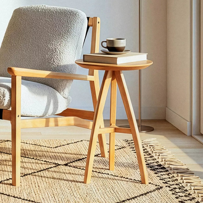 Table de bout Mid Century, Hêtre naturel