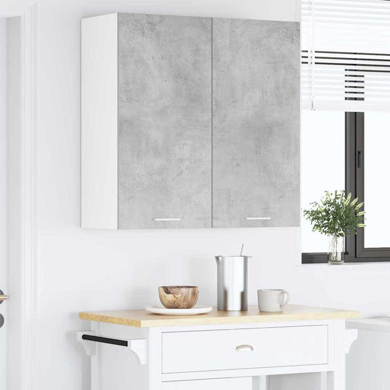Vidaxl Hanging Cabinet With Storage Riga Artisan Oak 60 X 31 X 80 Cm, 80cm H x 80cm W x 31cm D, Concrete Grey
