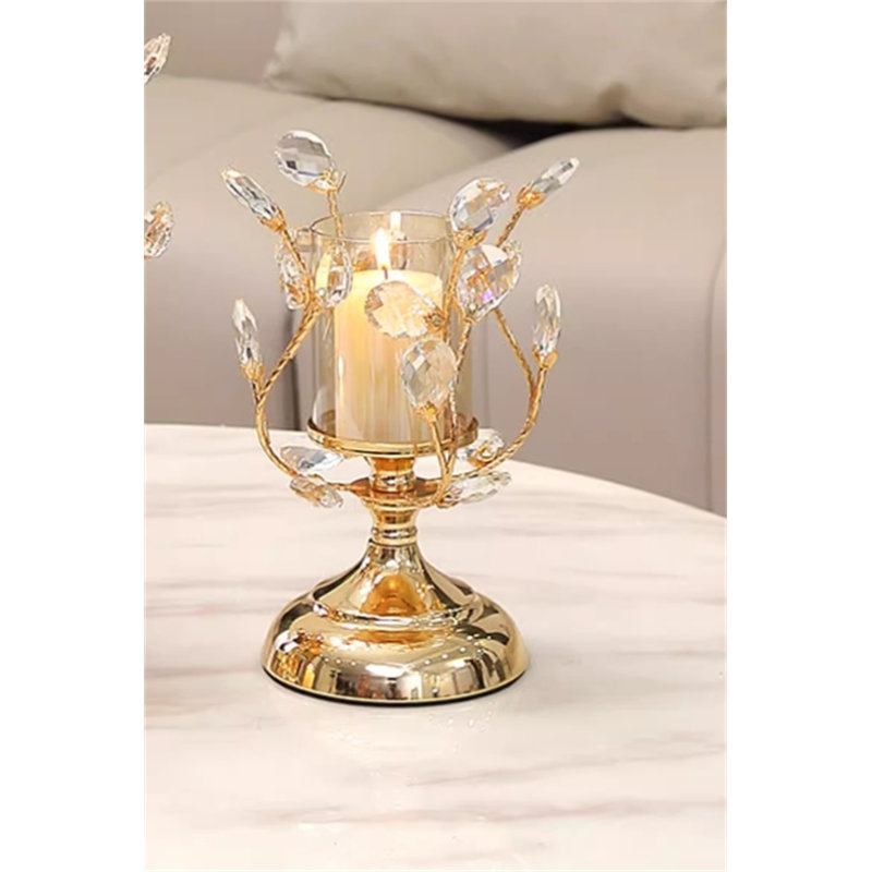 Metal Tabletop Candlestick, 10.04" H x 4.96" W x 4.96" D