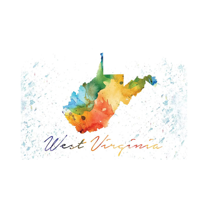 West Virginia State Colorful par Walldecoraddict - Estampe numérique sur toile tendue avec châssis, West Virginia