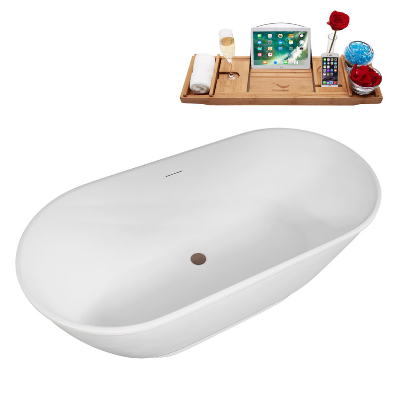 Baignoire autoportante 59 po avec plateau 59 "Streamline, Bronze huilé mat
