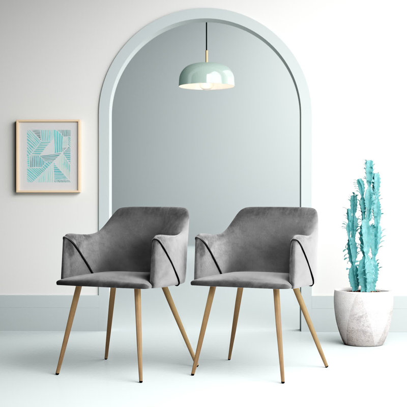 Sofiya 45cm H Velvet Upholstered Armchair, Grey