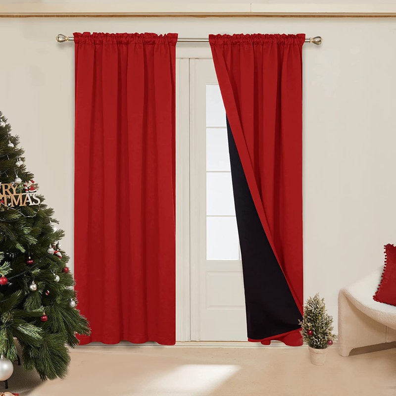 Paire de rideaux 100% occultant avec passe-tringle Deconovo, L 52 po x L 72 po, Rouge