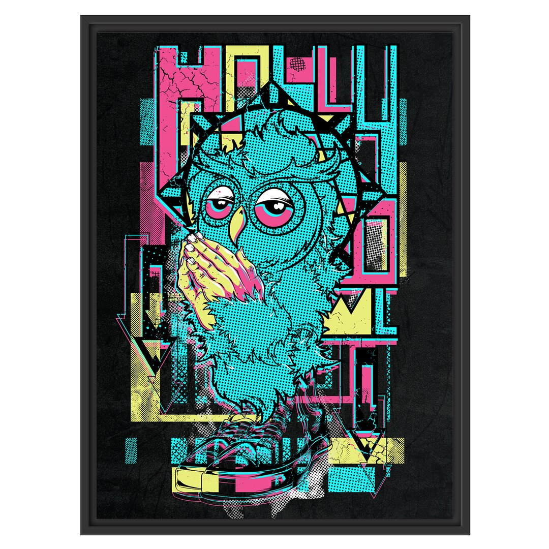 Gerahmtes Wandbild Owl prayer black