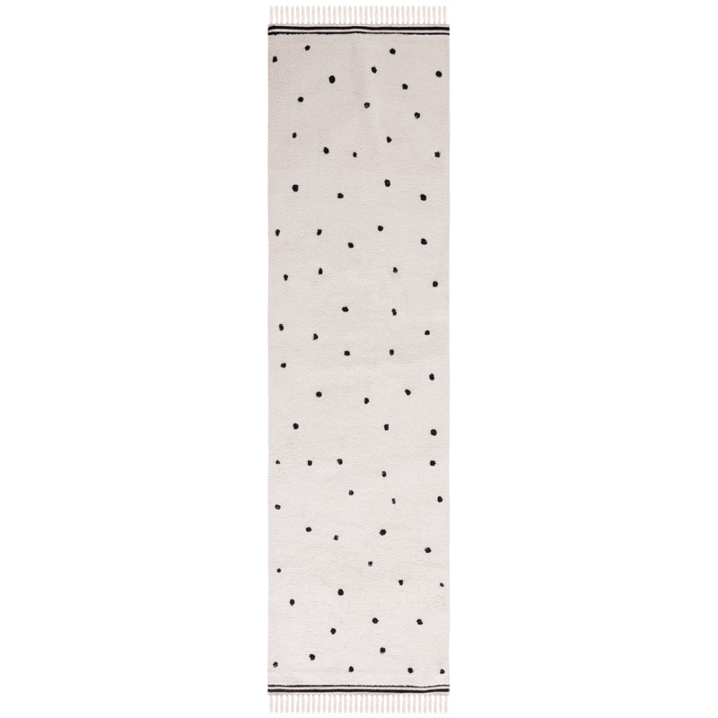 Huling Handwoven Area Rug In Ivory/Black, Runner 2'3" x 7'