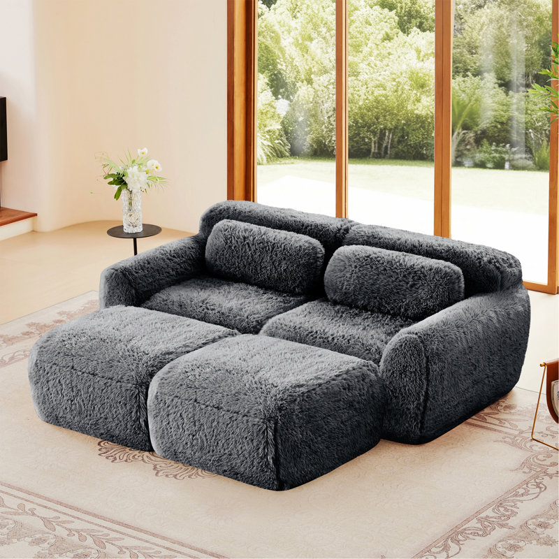 Canapé moderne rembourré, canapé avec design antidérapant pour le salon, bureau, Tissu gris foncé, Gris foncé
