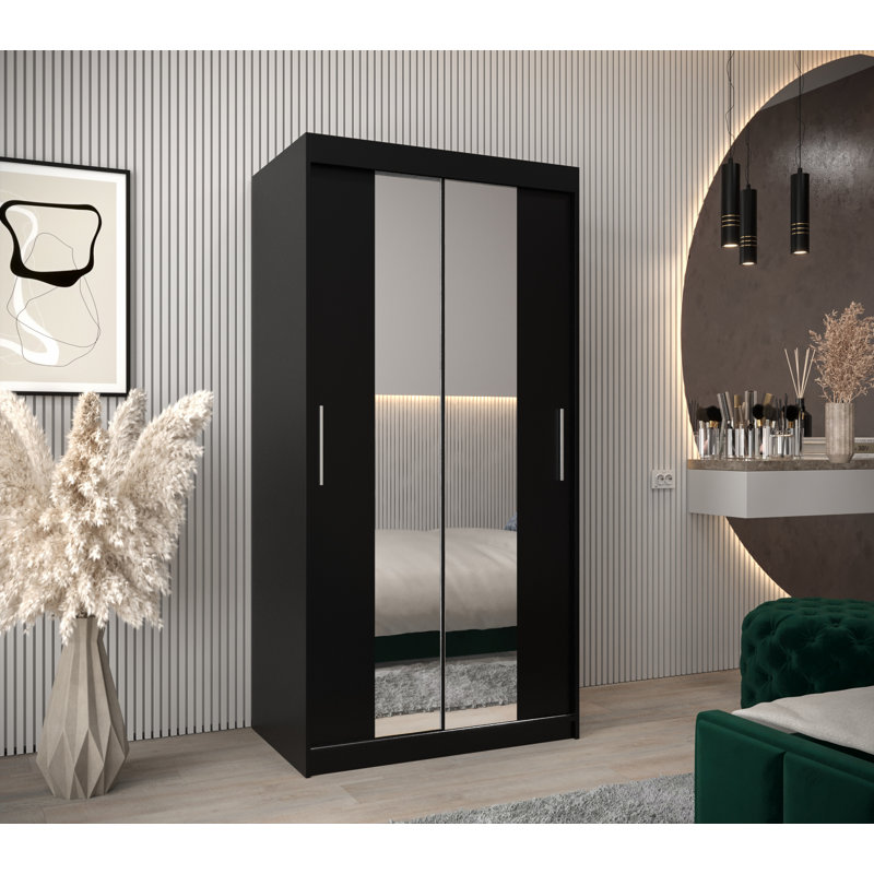 Karren 2 Door Manufactured Wood Wardrobe, Black Matt
