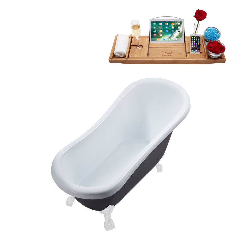 61'' x 27.6'' Soaking Acrylic Bathtub, Matte Oil Rubbed Bronze, Polished Gold