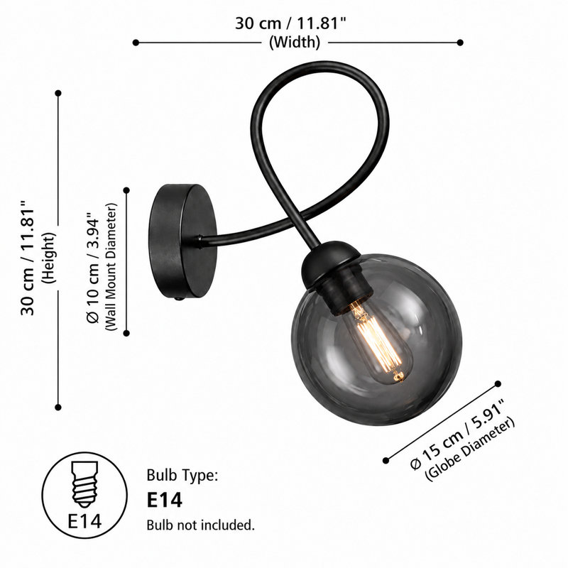 Armed Sconce, Grey/Smoky