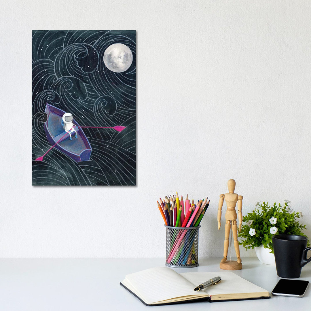 Boat To The Moon von Rachel Nieman - Giclée auf Leinwand ohne Rahmen