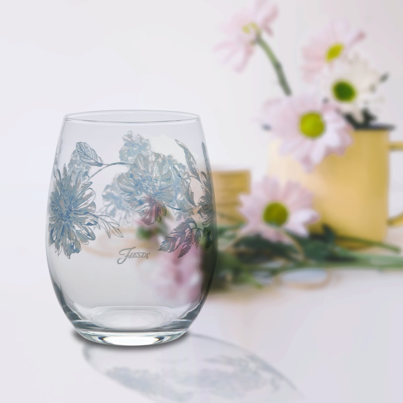 Fiesta Botanical Floral 15-Ounce Stemless Wine Glass