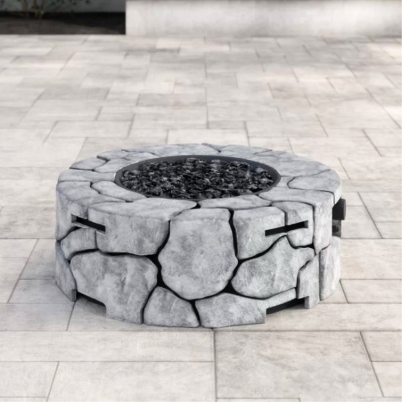 Outdoor Concrete Fire Pit 40000 - Heat Design, 28''W X 28''D 9''H, Rust Proof With Output Concrete, 9''H 28''W, And