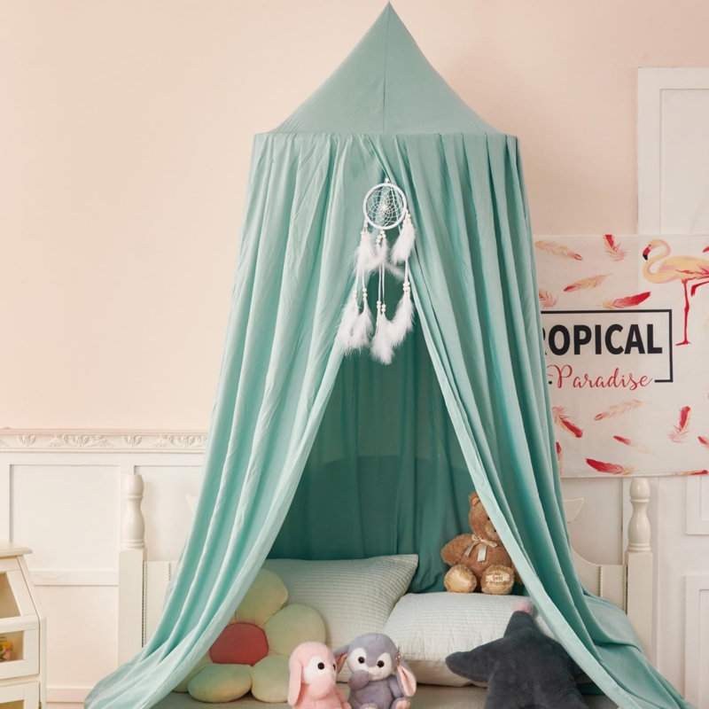 Princess Bed Canopy Round Dome For Girls Room Decor, Green, Green