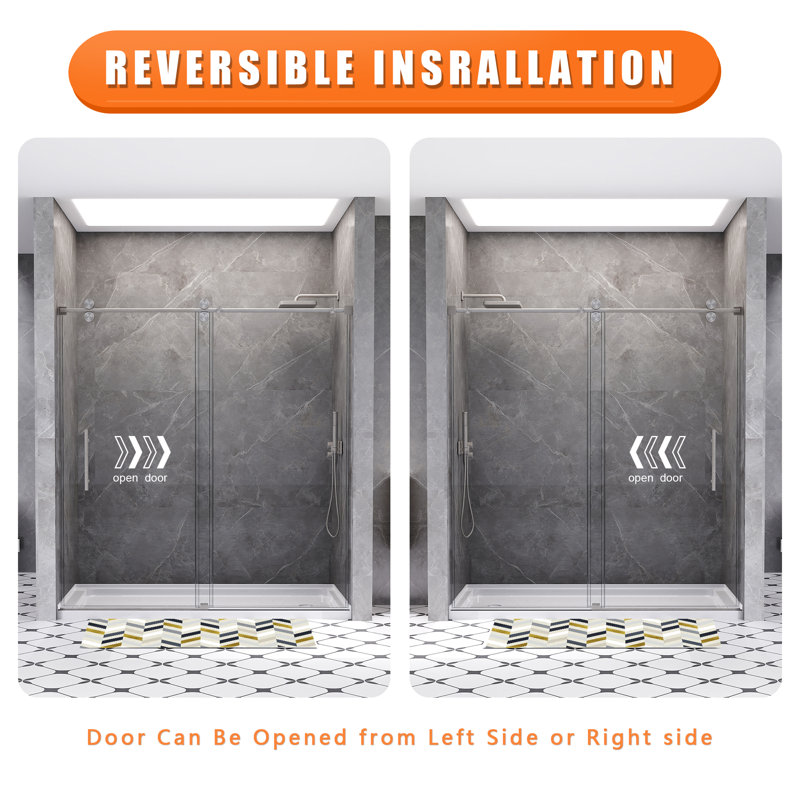 66-72 in. W x 76 in. H Single Sliding Frameless Shower Door in Brushed Nickel with 3/8 in.（10mm）Clear Tempered Glass