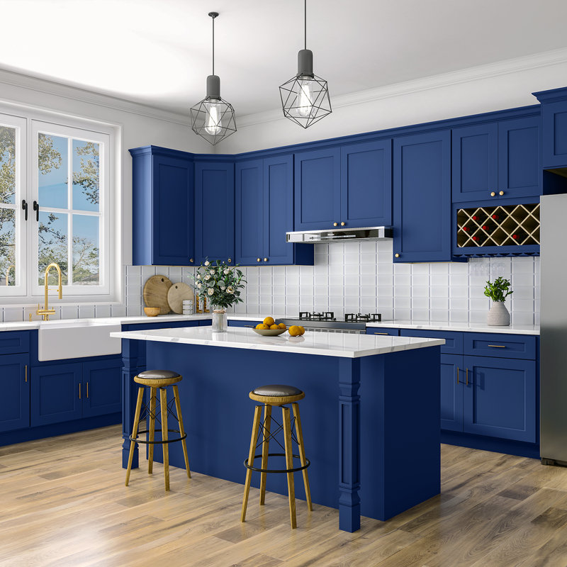 Armoire murale diagonale, Blue Shaker, 24" W x 42" H x 12" D