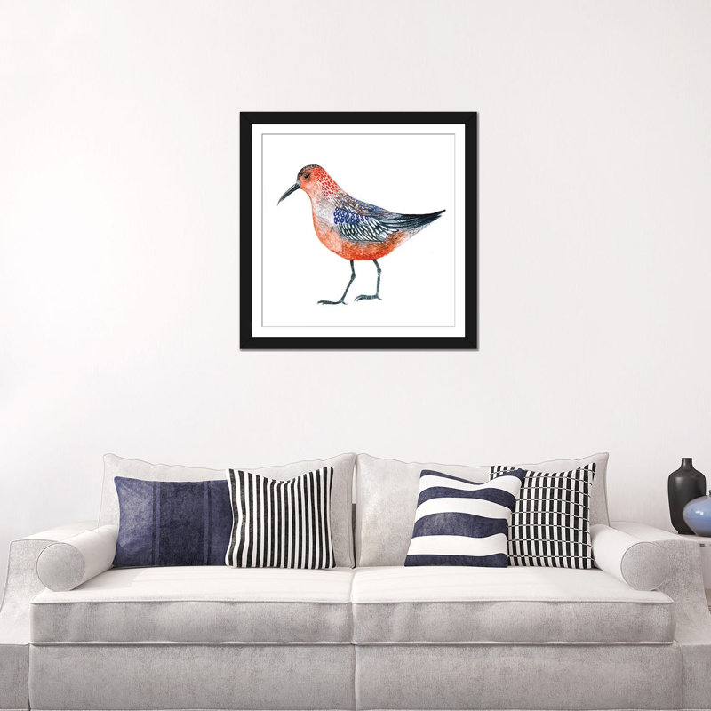 « red oiseau », impression sur toile, Papier avec cadre noir, Blanc, H 24 po x l 24 po x P 1 po