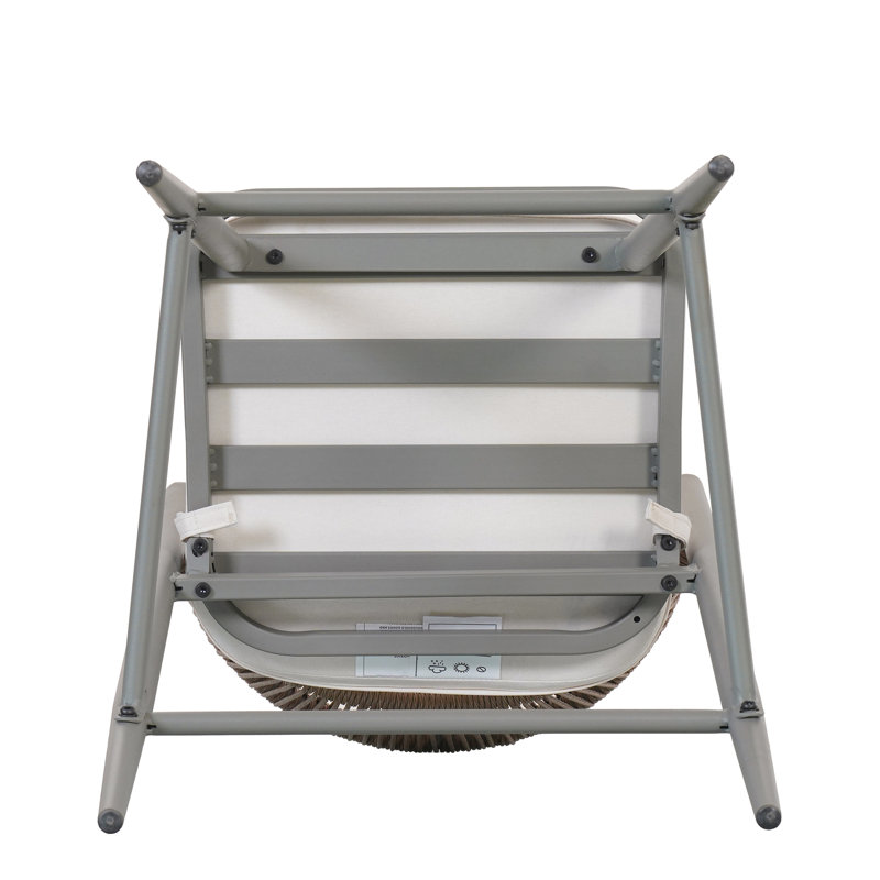Ensemble de 2 tabourets de comptoir avec cadre en métal et rotin PE, ensemble de 2, gris mat