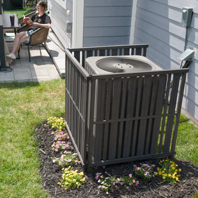 42in H x 41in W x 43in L (3 Panels) Freestanding Enclo Roanoke Charcoal Color Privacy Screen, Perfect Air Conditioner Fence, Vinyl Privacy Panels for