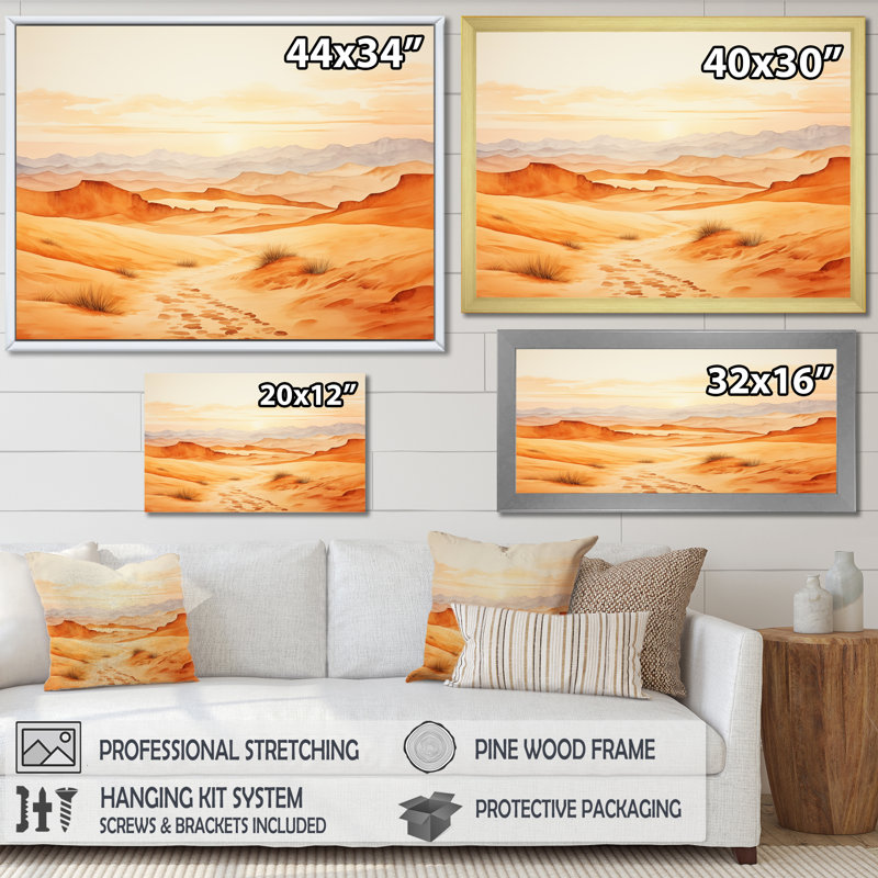 Paysage désertique de dunes de sable en Afrique IV - Désert, art mural, Toile tendue, H 12 po x l 20 po x P 1 po
