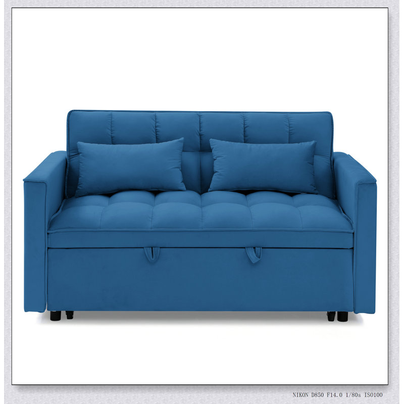 Canapé-lit pliable polyvalent avec dossier réglable pour un confort ultime et un gain de place, Bleu antique