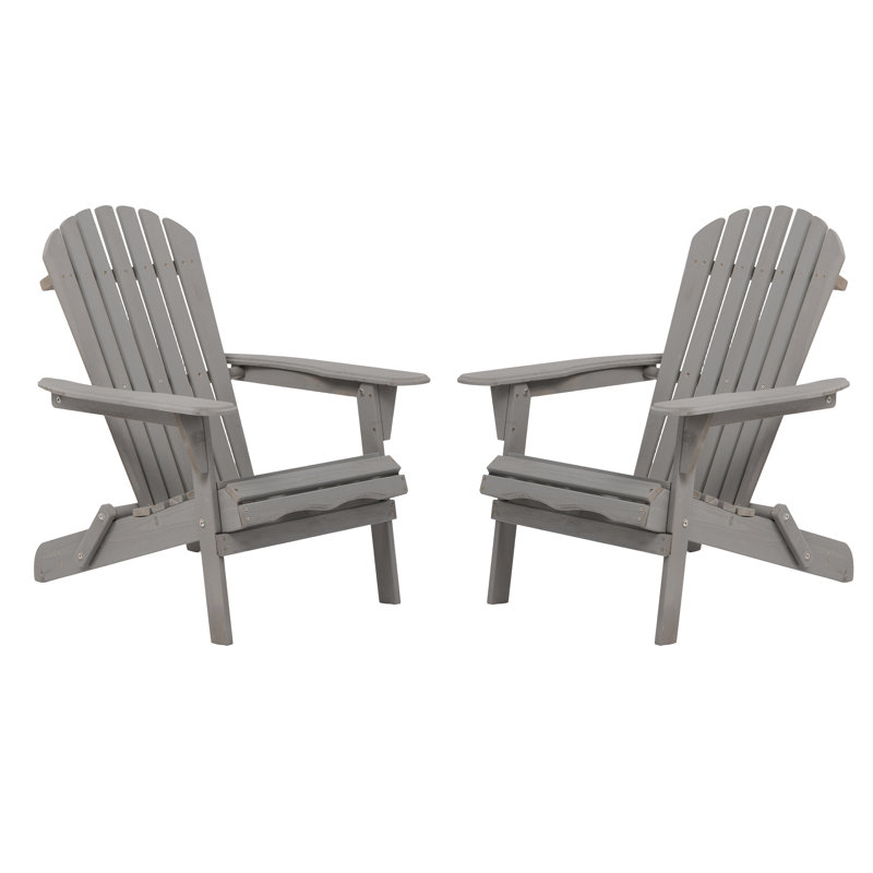 Folding Adirondack Chairs, Pre-Assembled Backrest, All-Weather Outdoor Patio Chairs For Porch, Garden, Poolside, Grey