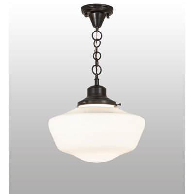 16" Wide Revival Schoolhouse W/Traditional Globe Pendant