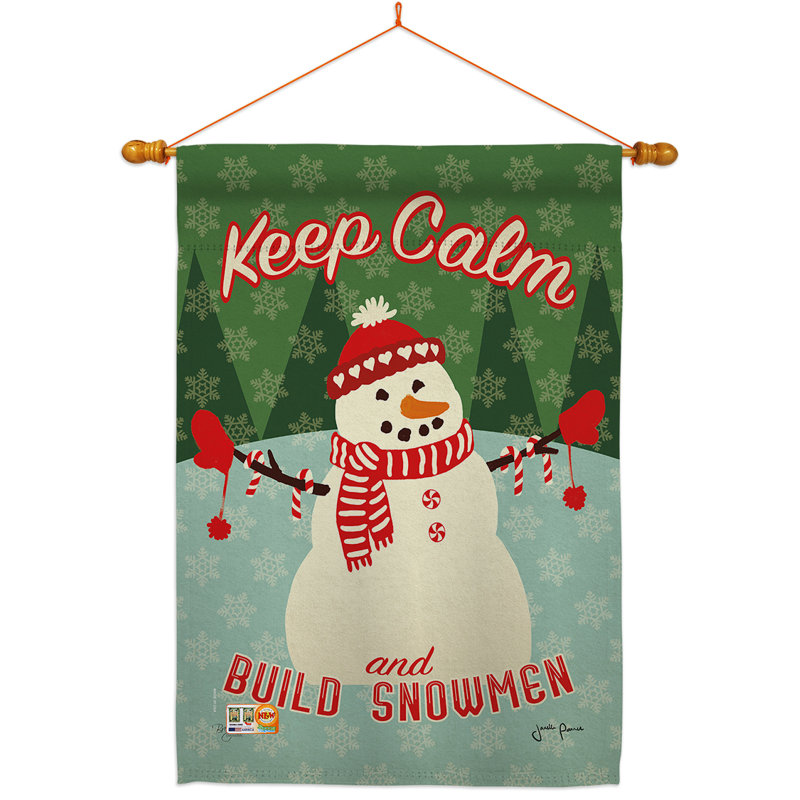 Keep Calm build Snowmen : polyester 2 faces 40 x 28 po Ensemble de drapeaux