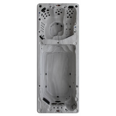 Canadian Spa Co St Lawrence 230V 10 Person - Person 90 - Jet Acrylic Rectangle Hot Tub with Ozonator and Built-In Speaker in Chocolate