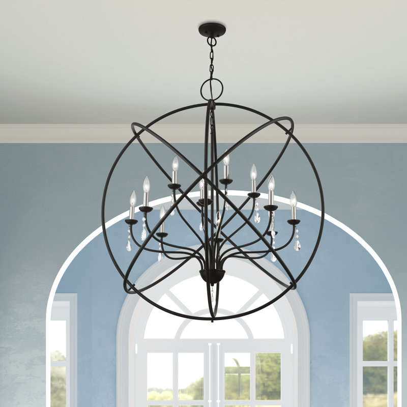 Lesperance 12 - Light Dimmable Globe Chandelier, Black/Brushed Nickel