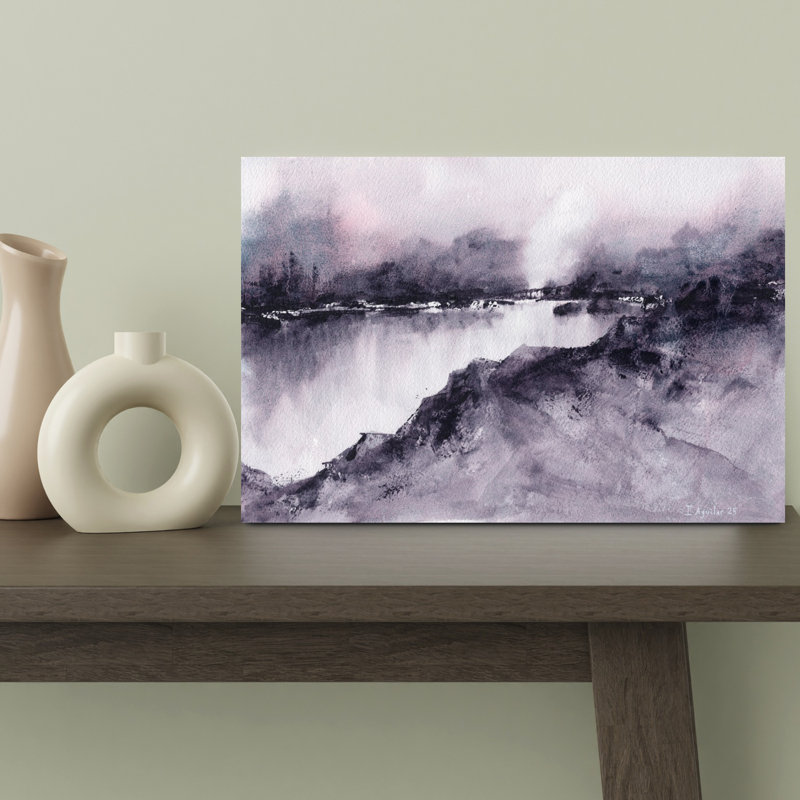 Art contemporain abstrait serein, paysage tranquille, nature, H 8 po x l 12 po