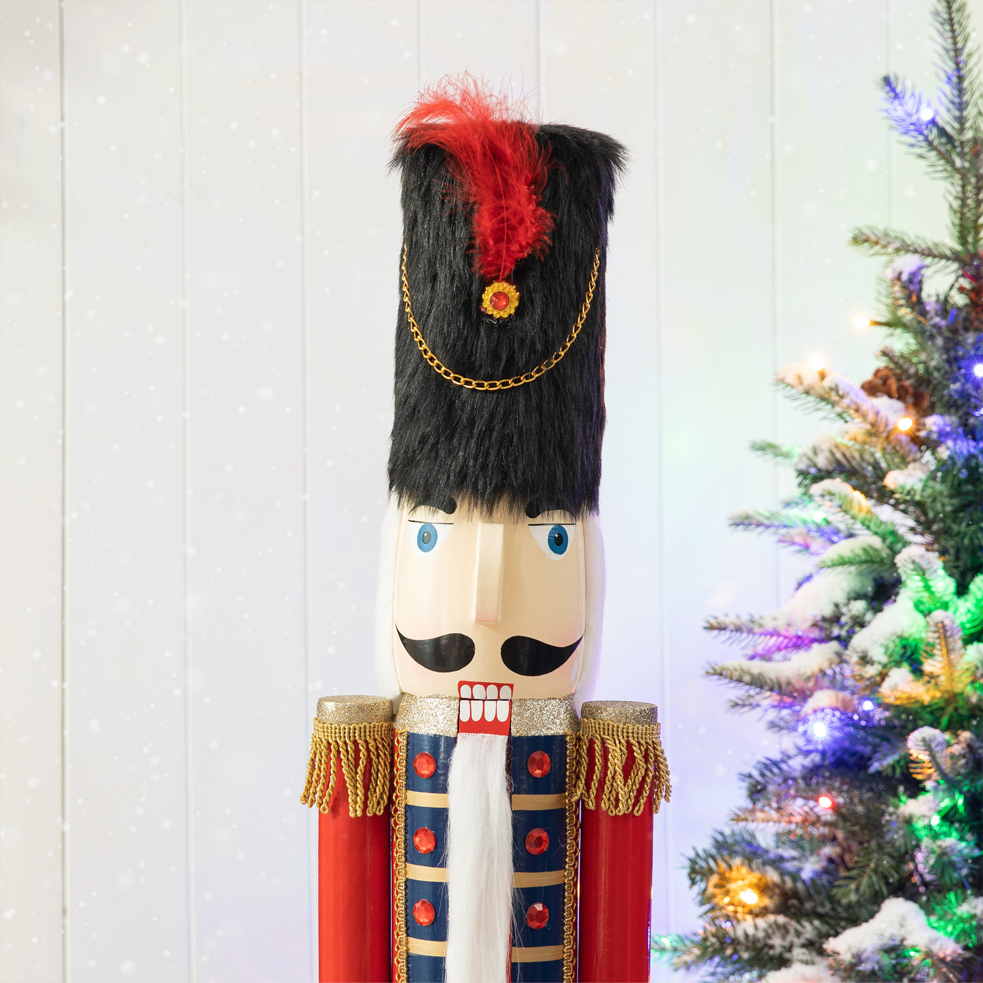 Wooden Christmas Soldier Nutcracker, 42" H x 7.5" W x 6.75" D