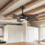 Ventilateur de plafond de 44 pouces avec lumière, 5 pales en bois massif, moteur à courant continu, application et télécommande, DEL à spectre complet à intensité variable, flux d'air réversible, pour chambre à coucher de salon de 15 x 15 pi, fonctionne sur des plafonds inclinés (moins de 15 °)