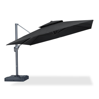 12 Ft Square Cantilever Umbrella Outdoor Patio Umbrella,Dark Gray