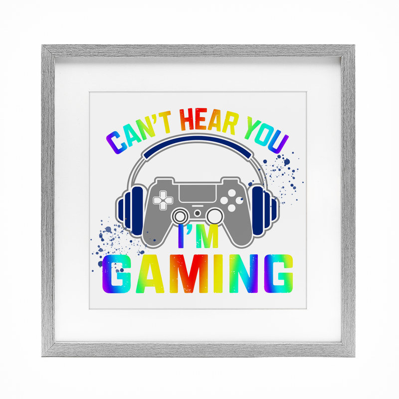 Rainbow Can Hear Hear You Gaming, impression sous verre encadrée, conception de Kim Allen, H 16 po x l 16 po