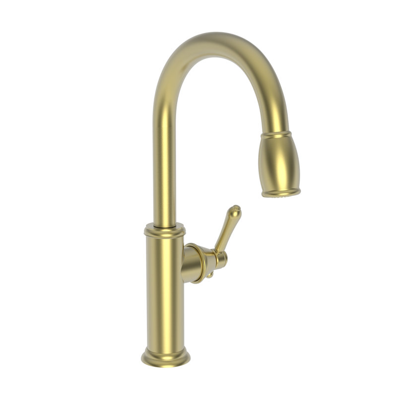 Chesterfield Pull Down Single Handle Kitchen Faucet, Satin Brass (PVD)