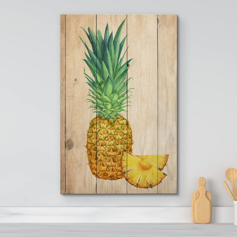 Cuisine rétro, ananas antique sur toile, H 18 po x l 12 po x P 1,5 po