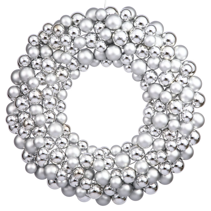 Ball Wreath, Silver, 22"
