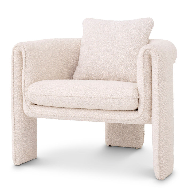 Toto Barrel Chair, Bouclé Cream Polyester Blend