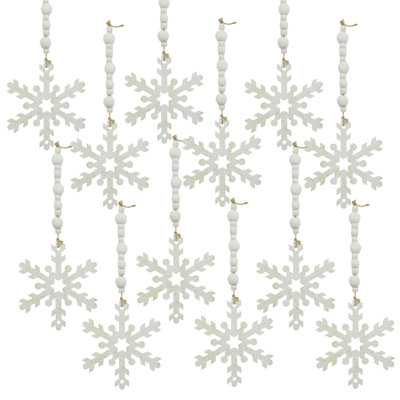 Ornement en forme de flocon de neige 9,8 x 4,7 po, décorations suspendues pour arbre de Noël, présentoir des Fêtes, ensemble de 12