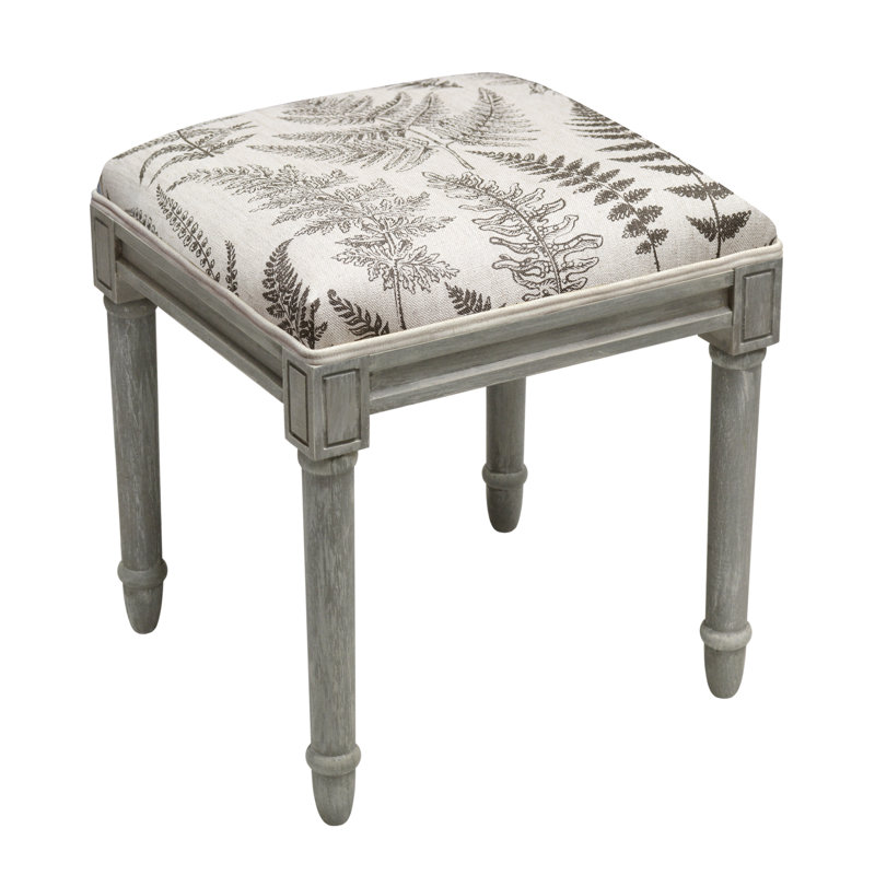 Camiah Solid Wood Accent Stool, Gray, Gray