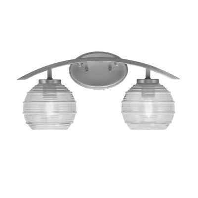 Barre d'éclairage de salle de bain 2 lumières avec verre nervuré 6 po Kurve