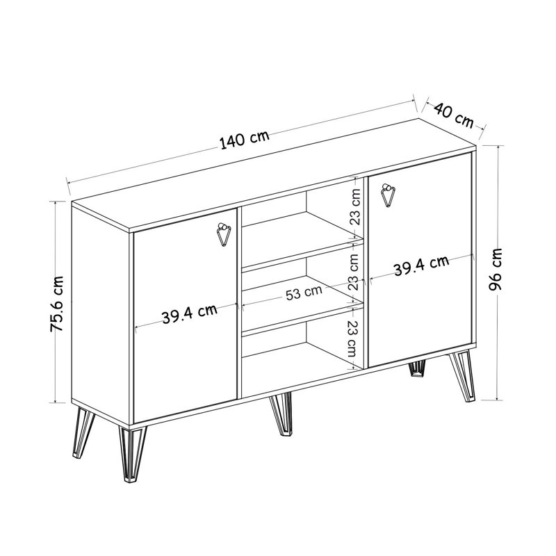 Buffet de 55,1 po de large wikieup, Blanc