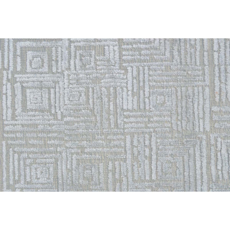 Geometric Area Rug in Silver Gray/Beige, Rectangle 6' x 9'